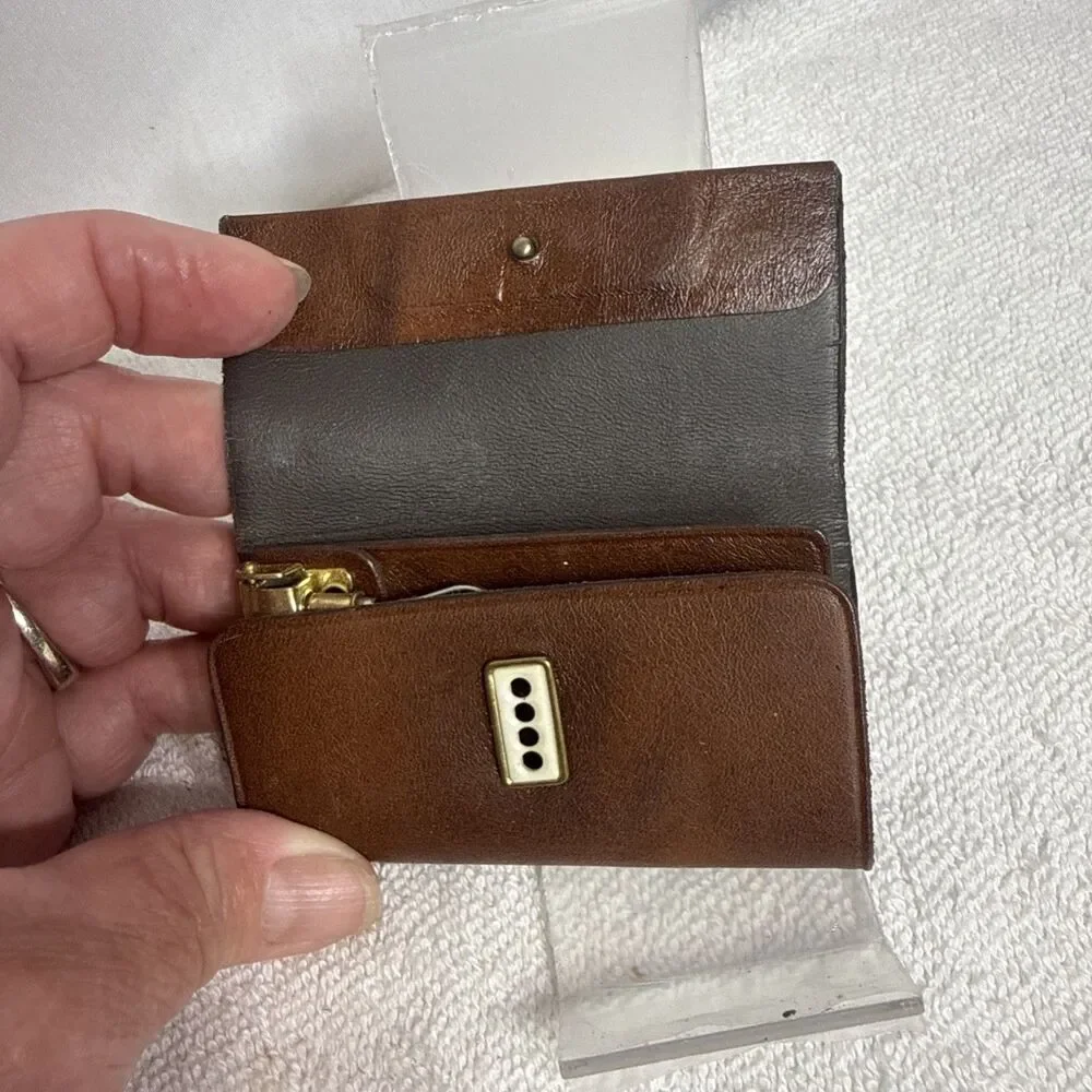Vintage Rolfs Tri Fold Key Caddy Key Holder Leather Cow Hide Brown Case u